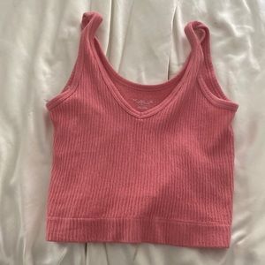 pink ribbed urban tank top